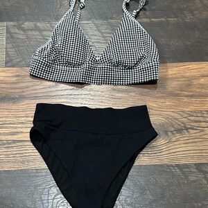 Black and White Gingham Bikini Set